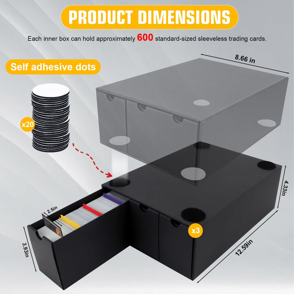 QLOUNI 9-box kit with 48 color dividers for color‑coded card organization