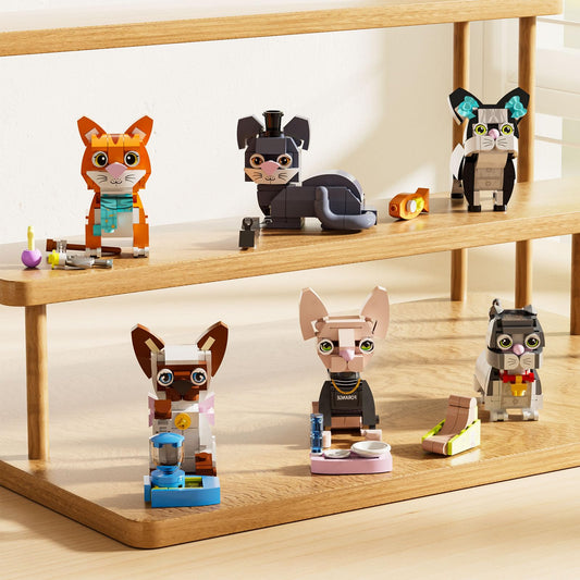 QLT QIAOLETONG mini cats blocks promote fine motor skills through creative building play.