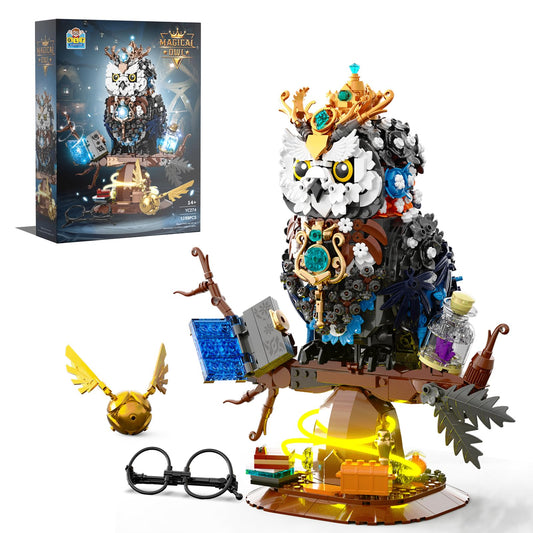 QLT QIAOLETONG owl with flower crown for elegant display and creative play.