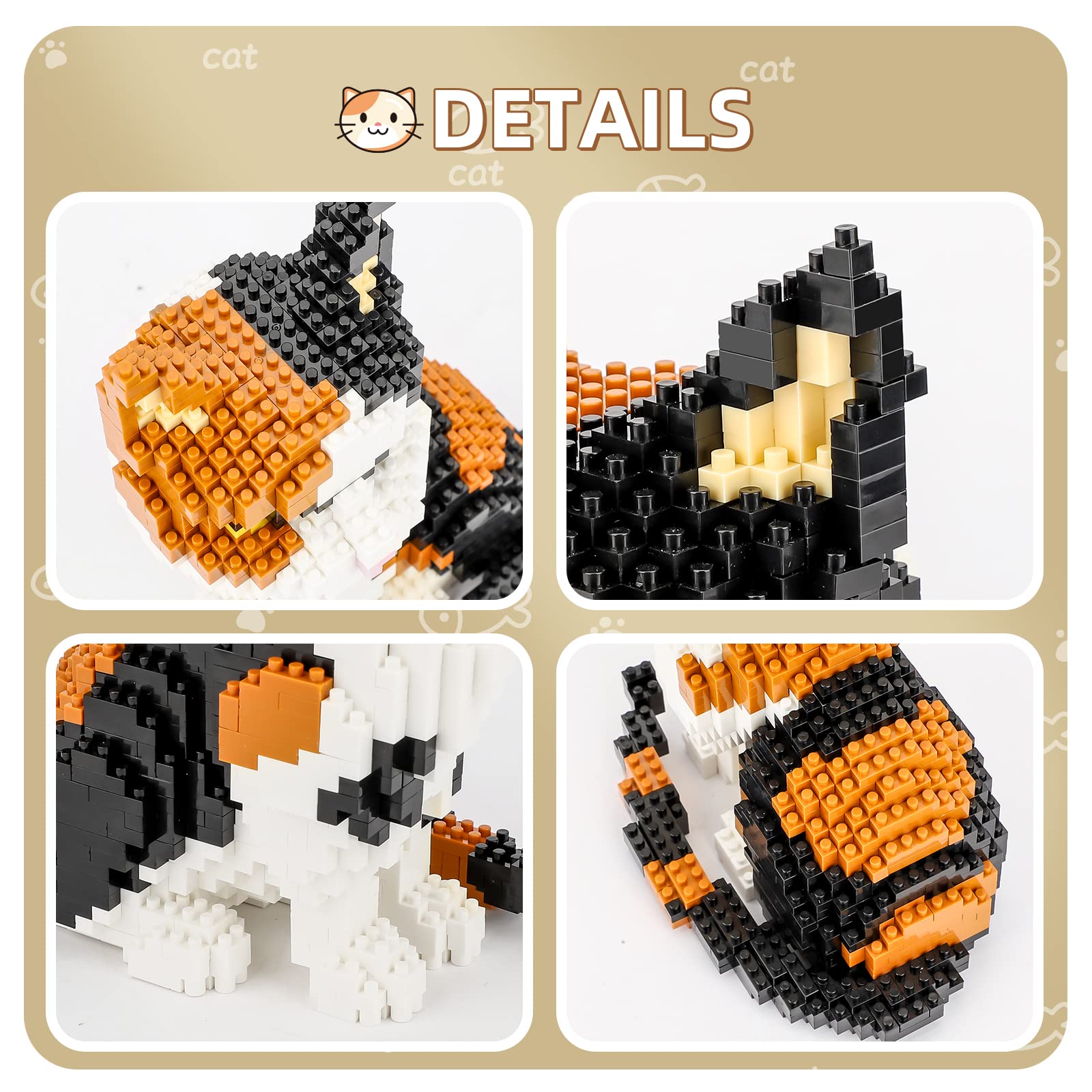 Instruction guide for QLT QIAOLETONG cat mini build blocks supports easy step-by-step assembly.