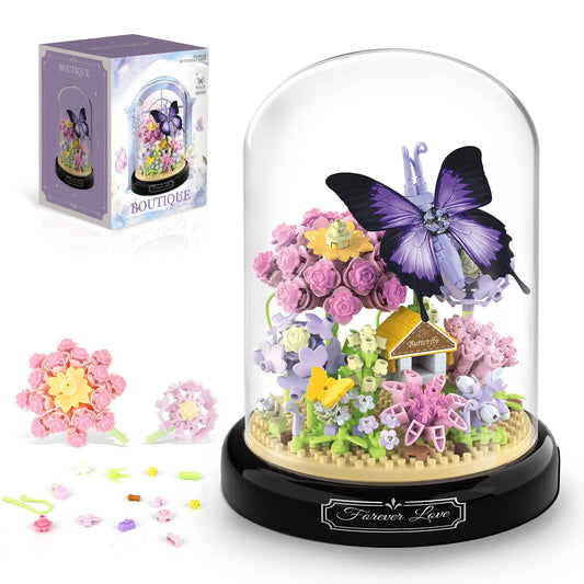QLT QIAOLETONG flower bouquet building kit with 582 pieces for a realistic year-round display.