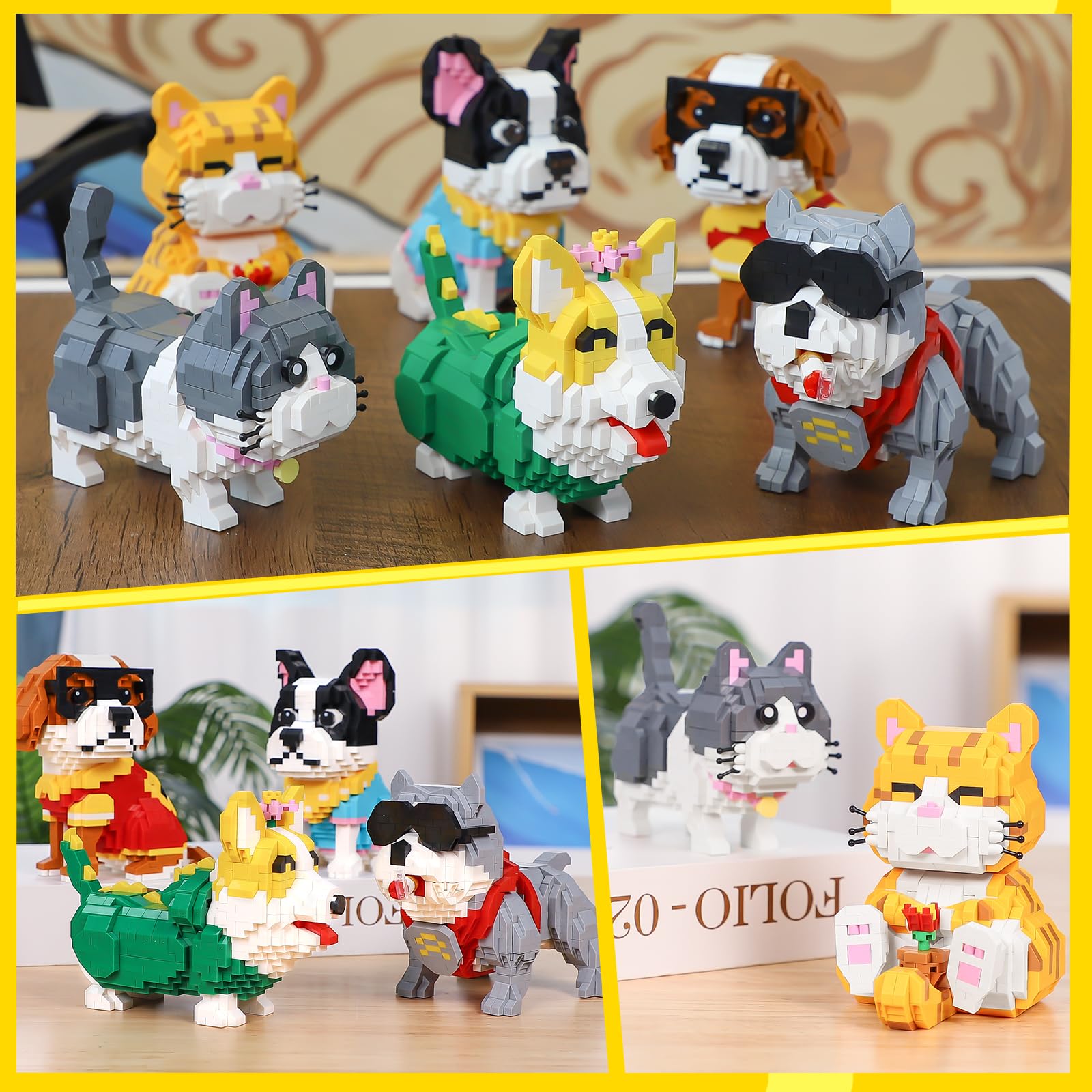 QLT QIAOLETONG orange cat micro bricks shown from the side for detail