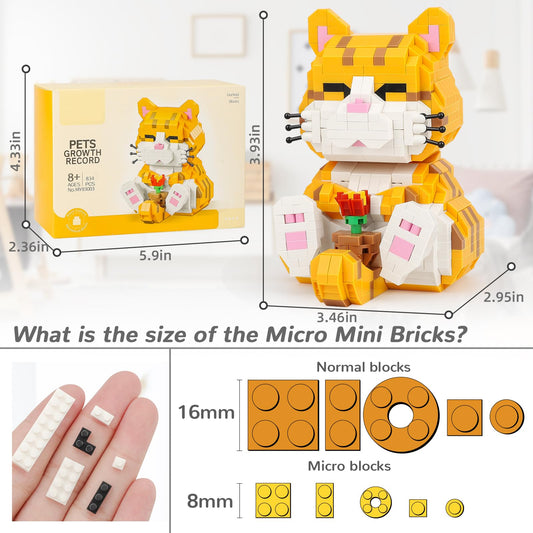 QLT QIAOLETONG orange cat micro bricks with detailed color instructions for easy building