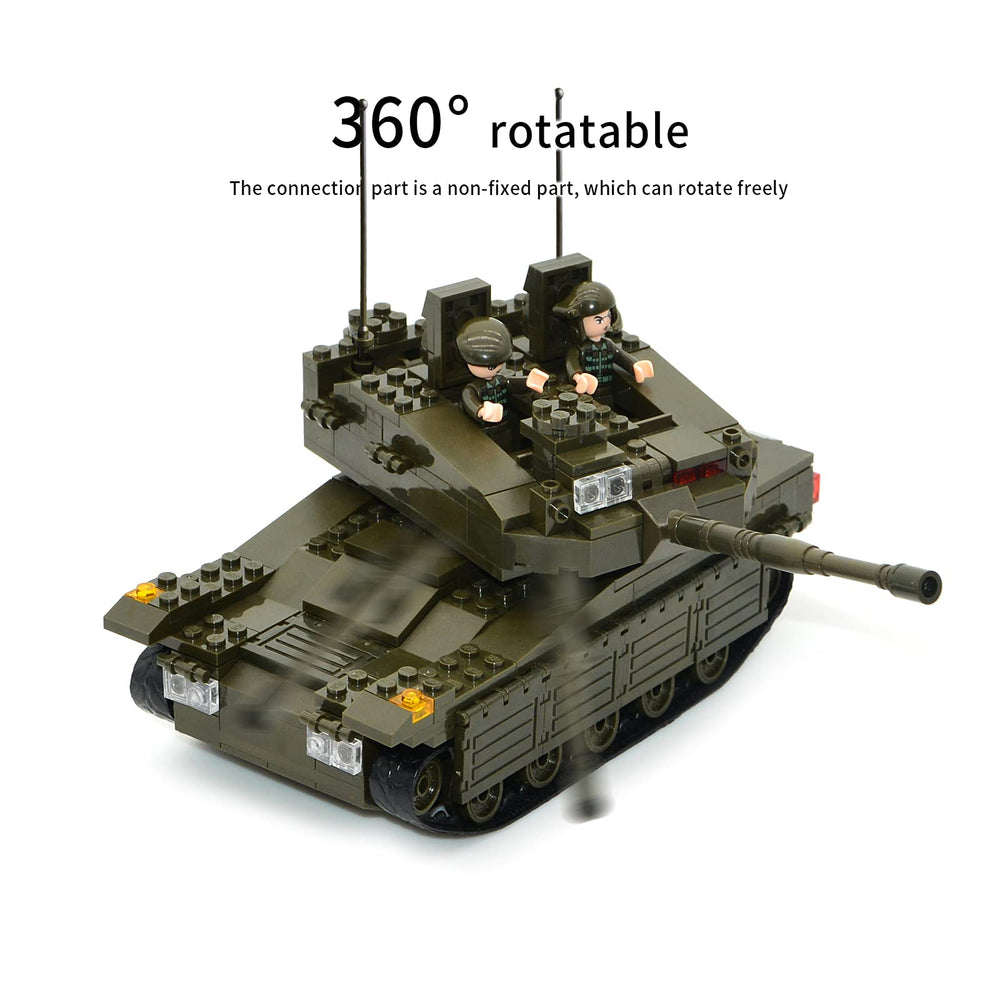 QLT QIAOLETONG Merkava tank set includes 343+ bricks for rich detail.
