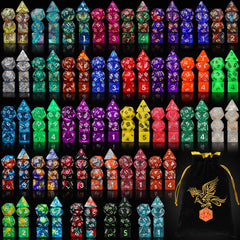 QMay 35-set polyhedral dice arranged for vibrant tabletop gaming sessions