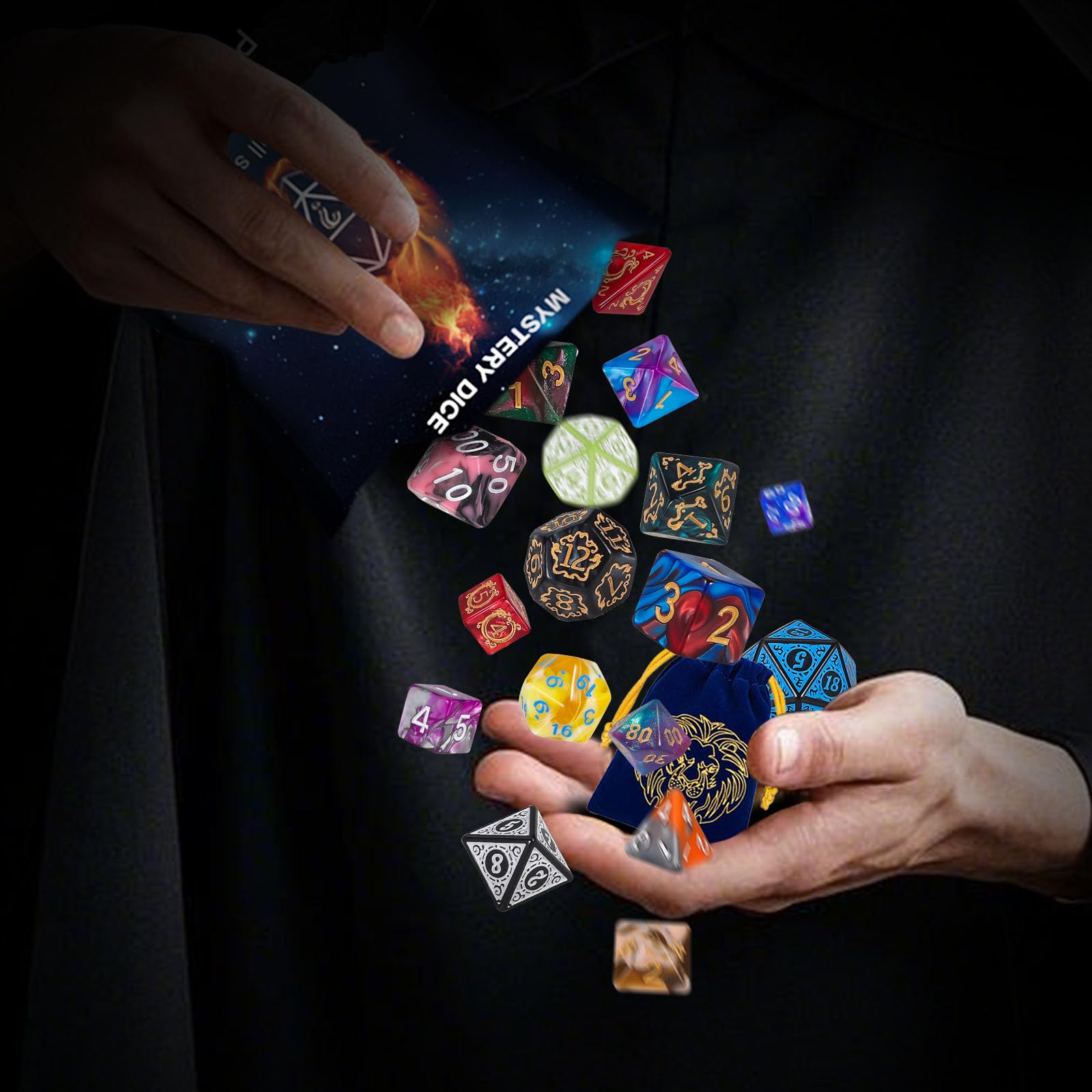 QMay complete dice set (D4-D20) for ready tabletop sessions.
