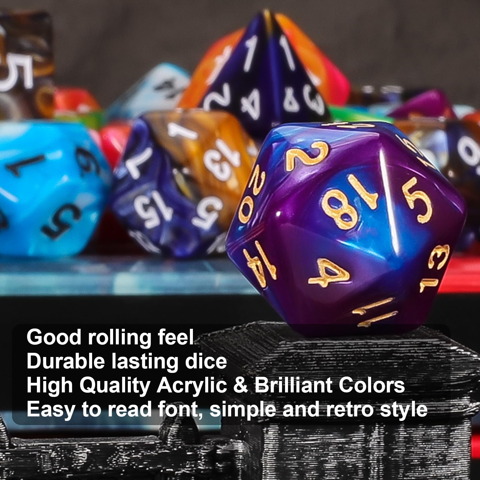 QMAY durable acrylic dice designed for long campaigns