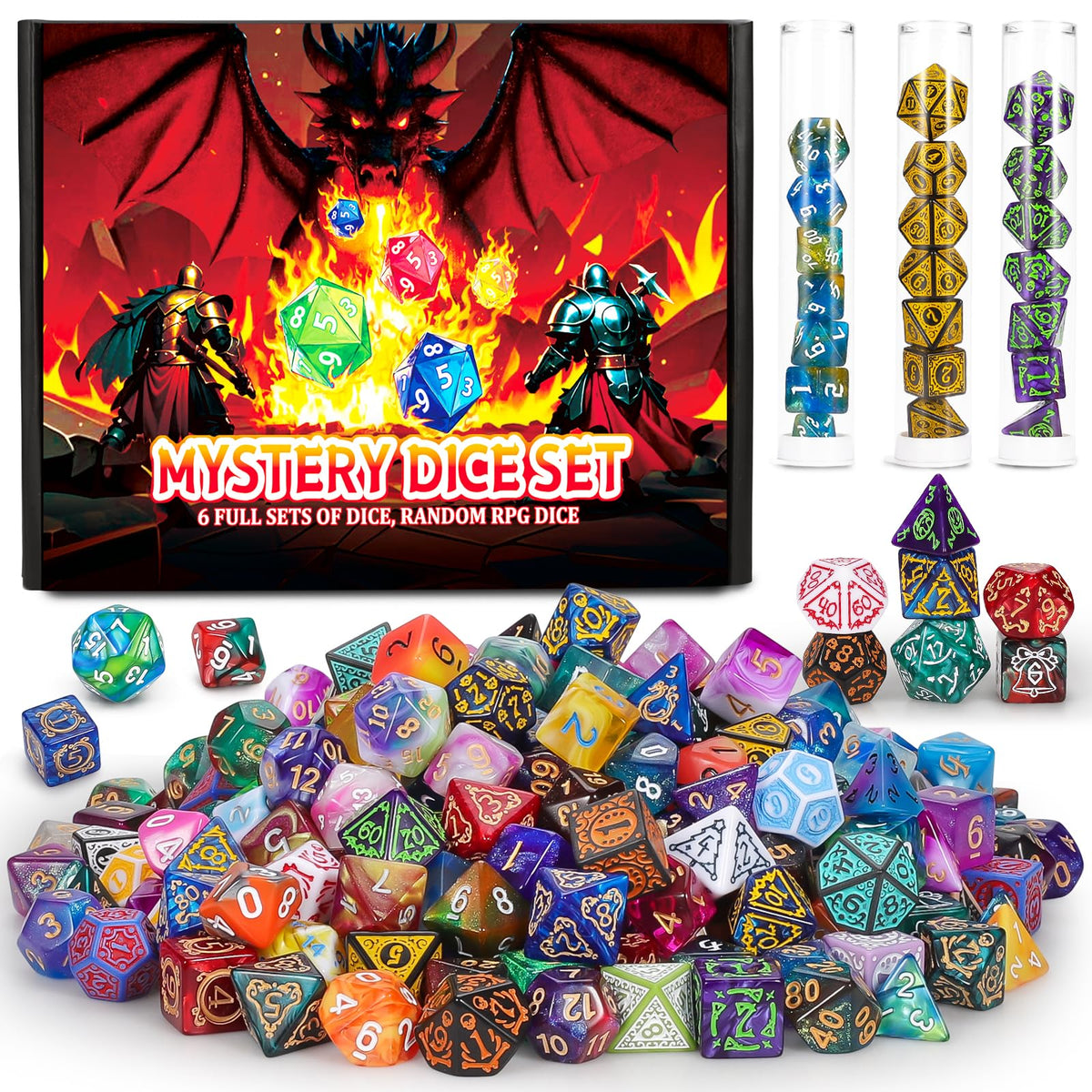 QMAY Mystery Dice Box with colorful patterns for D&D sessions