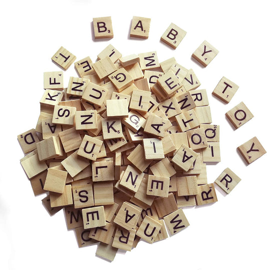 QMET wood scrabble tiles close-up for durable craft projects