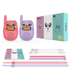 QNIGLO walkie talkies include USB cable and manual for quick setup.
