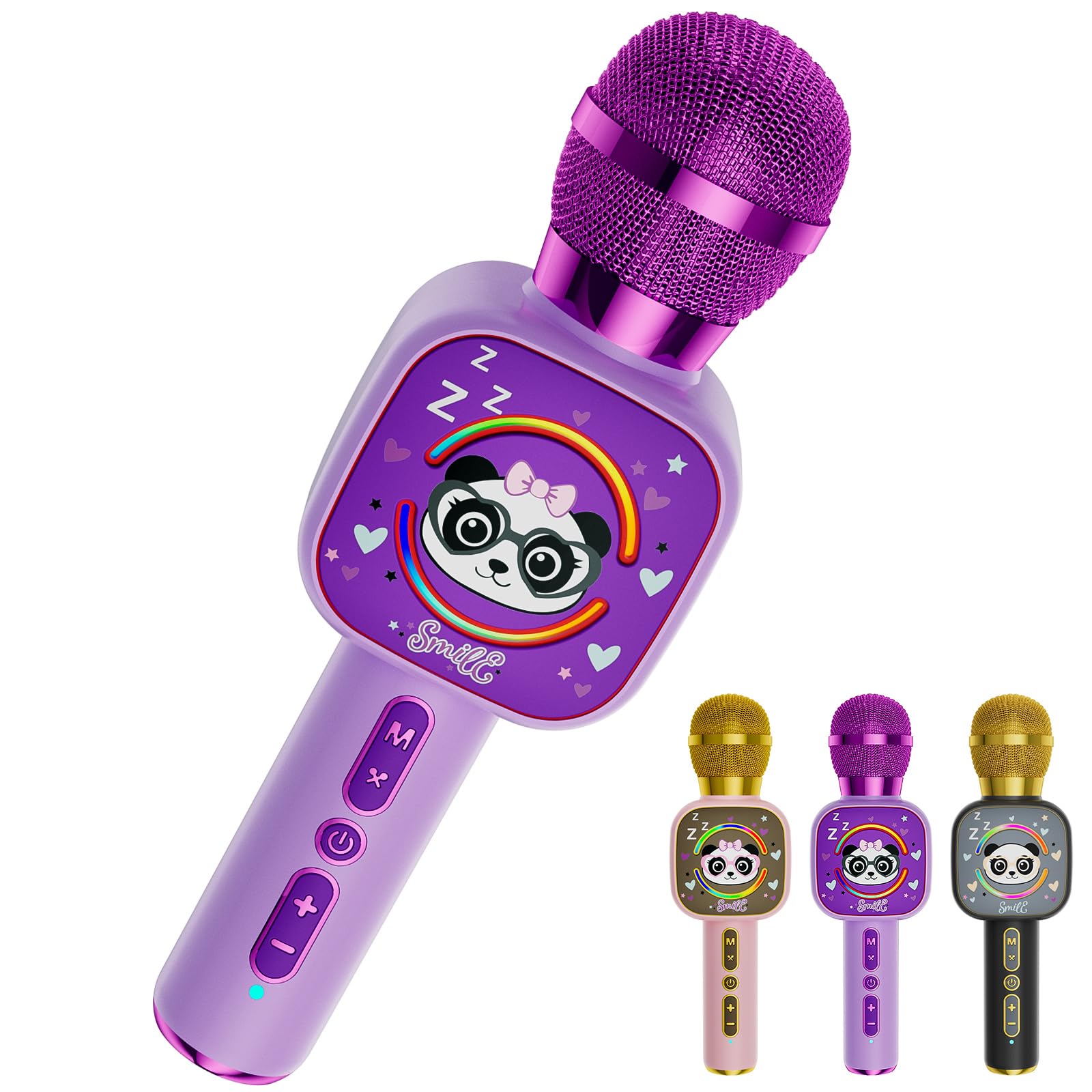 Qnxoat r Bluetooth Karaoke Microphone Toy, purple front view, ideal for kid-friendly performances.
