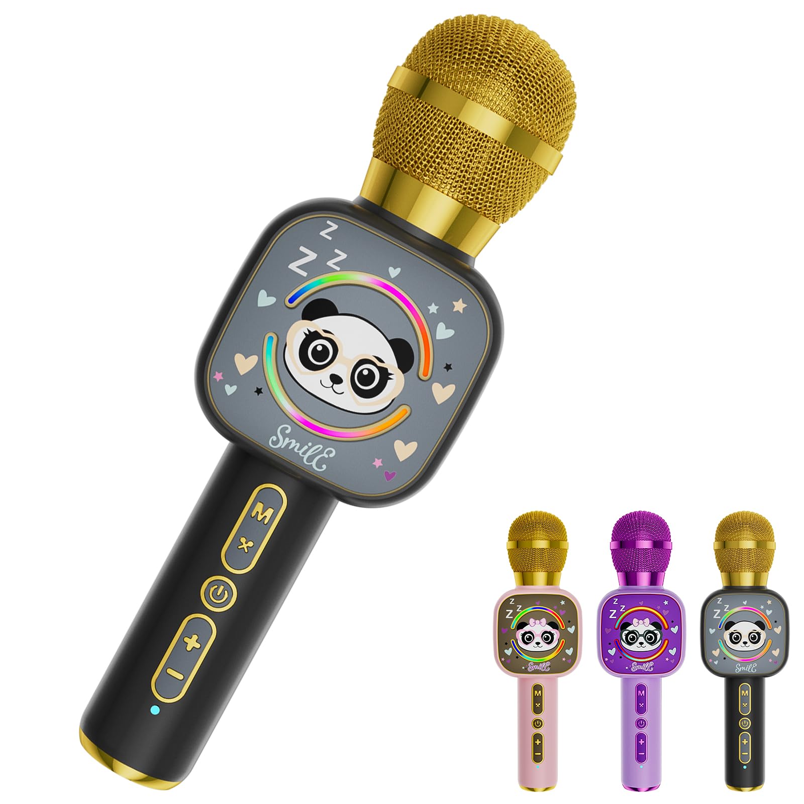 Qnxoat r Bluetooth karaoke microphone toy black front view for kids