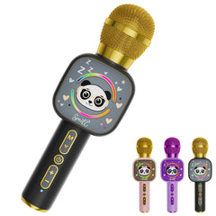 Qnxoat r Bluetooth karaoke microphone toy black front view for kids