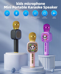 Qnxoat r karaoke mic toy with LED lights illuminated during performances