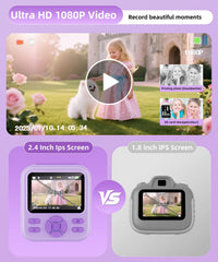 Qnxoat r Kids Camera Instant Print purple 32GB card for ample storage