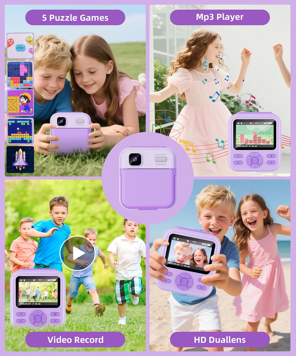 Qnxoat r Kids Camera Instant Print purple gift box ready for gifting