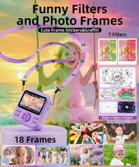 Qnxoat r Kids Camera Instant Print purple thermal printing for mess‑free keepsakes