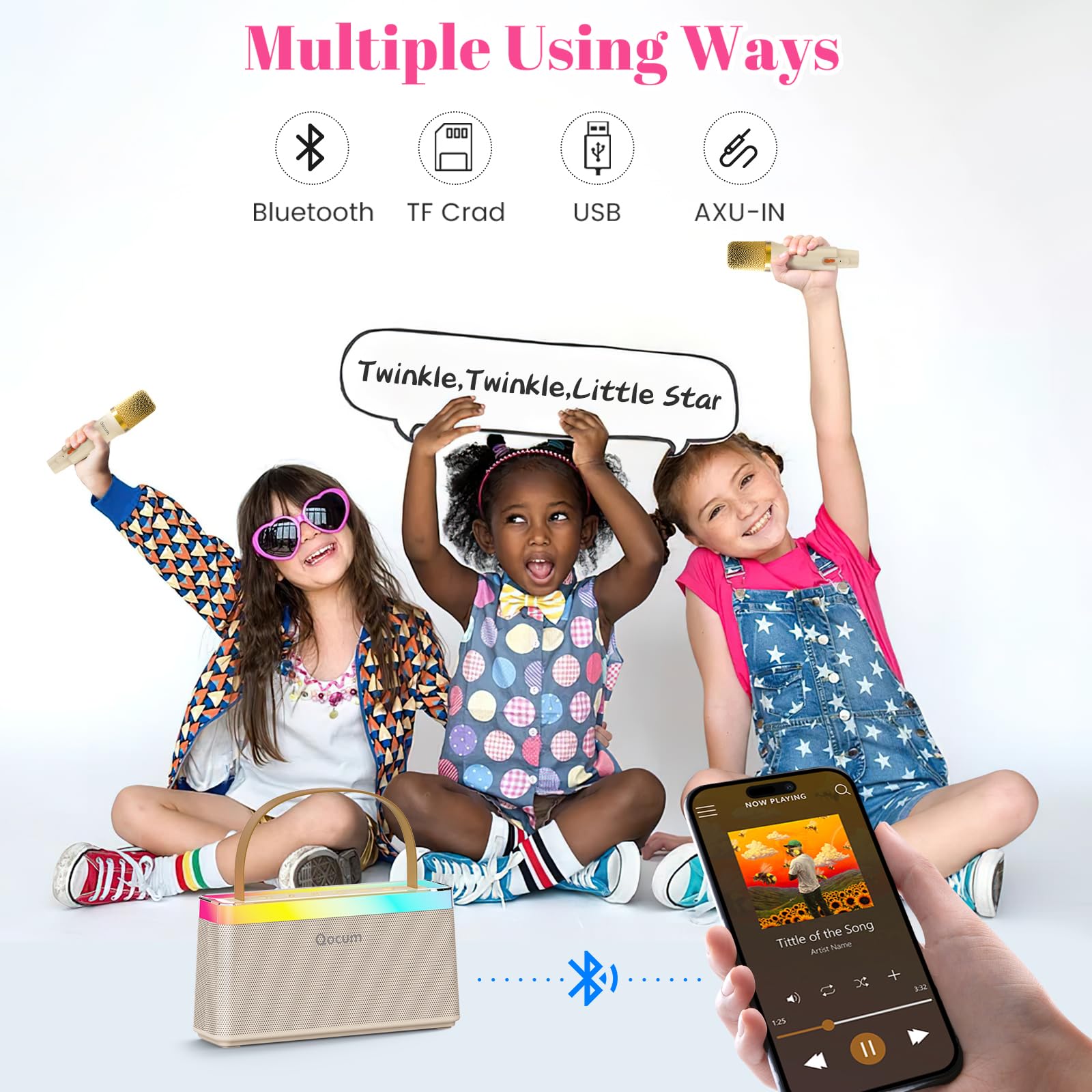 QOCUM karaoke machine supports TWS mode for shared playback.