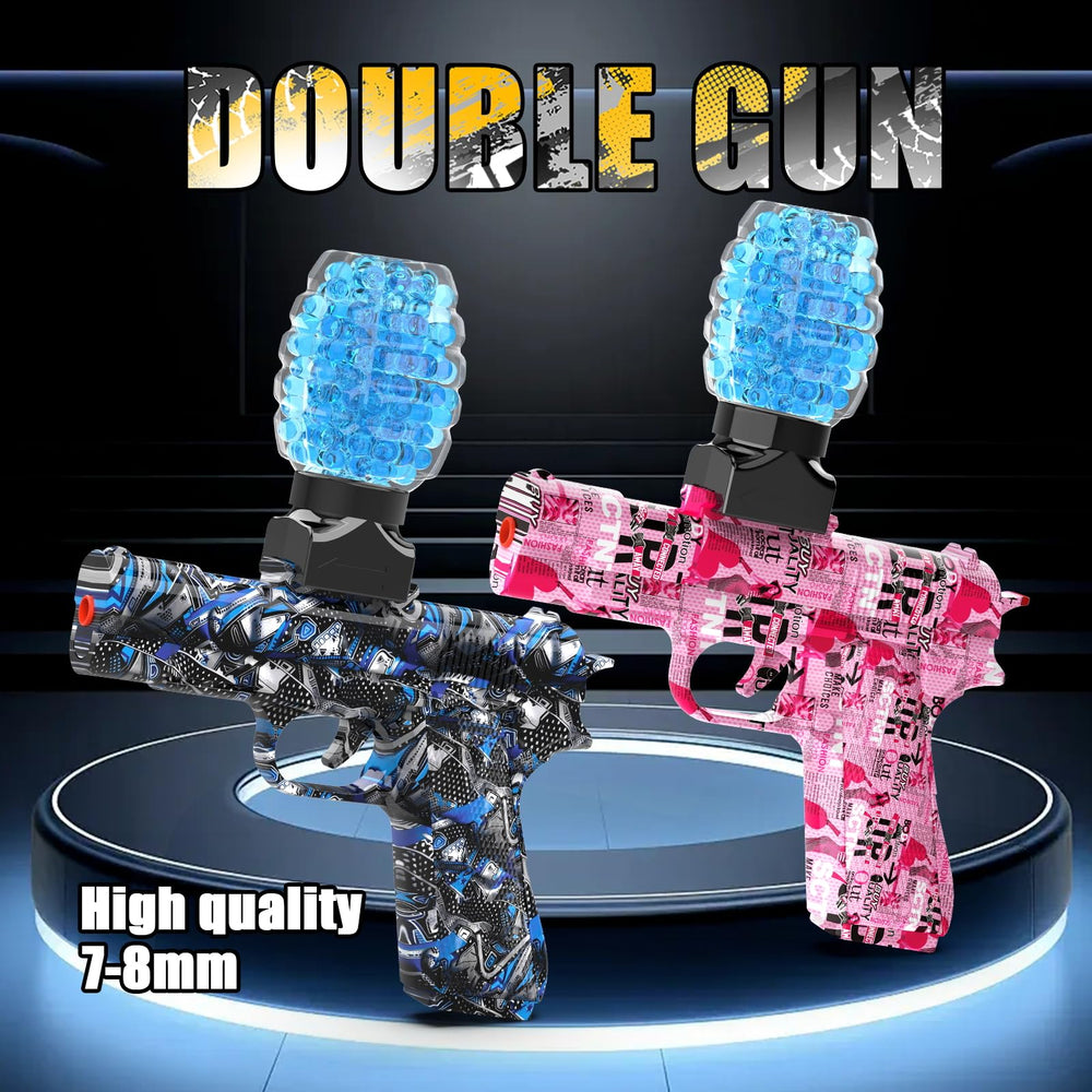 QOGELY Gel Ball Blaster 2 Pack bottle attachment demonstrates extended play.