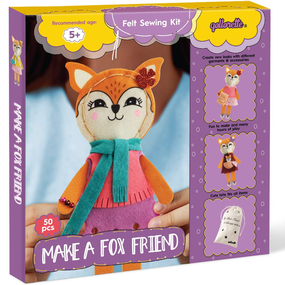 Qollorette fox sewing kit cover, ideal beginner project for kids