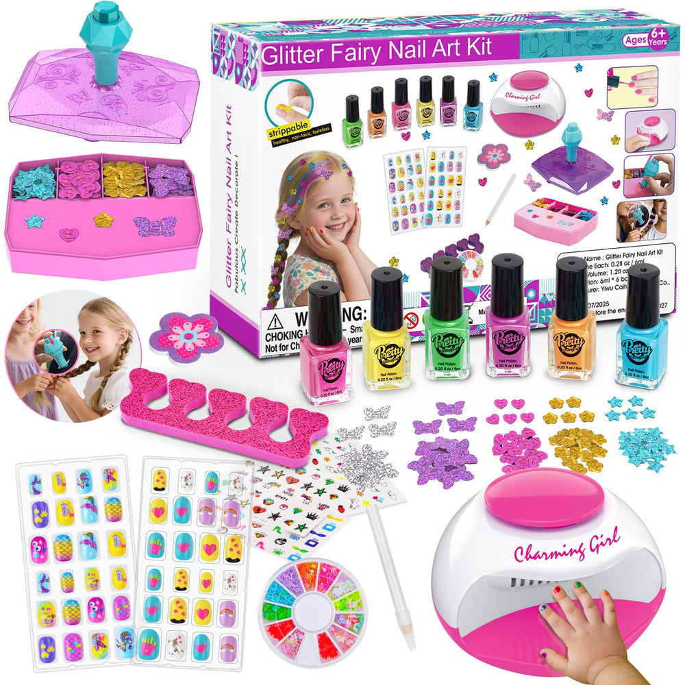 QoQlz Kids Nails Polish Set opened display with vibrant colors for creative play