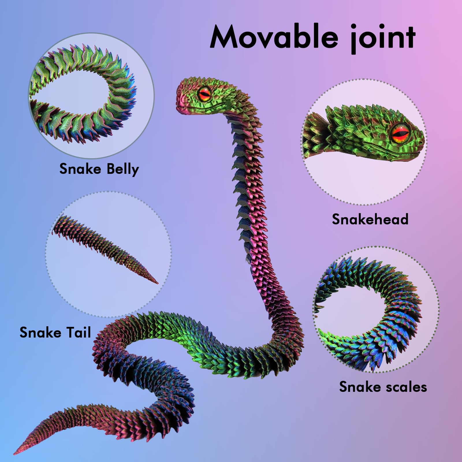 QOUXZ 3D-Printed Snake on a desk creates engaging focal point