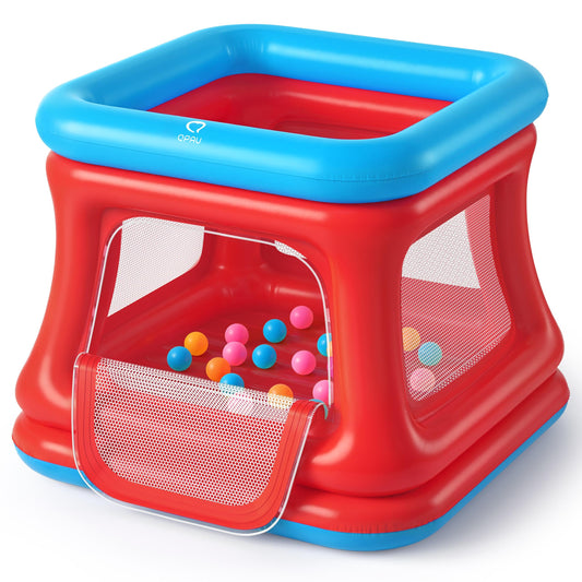 QPAU 3-in-1 bounce house blue red — ideal indoor/outdoor play for toddlers.