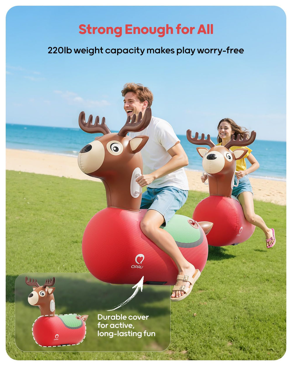 QPAU Reindeer Hopper weight capacity up to 220 lbs for family fun