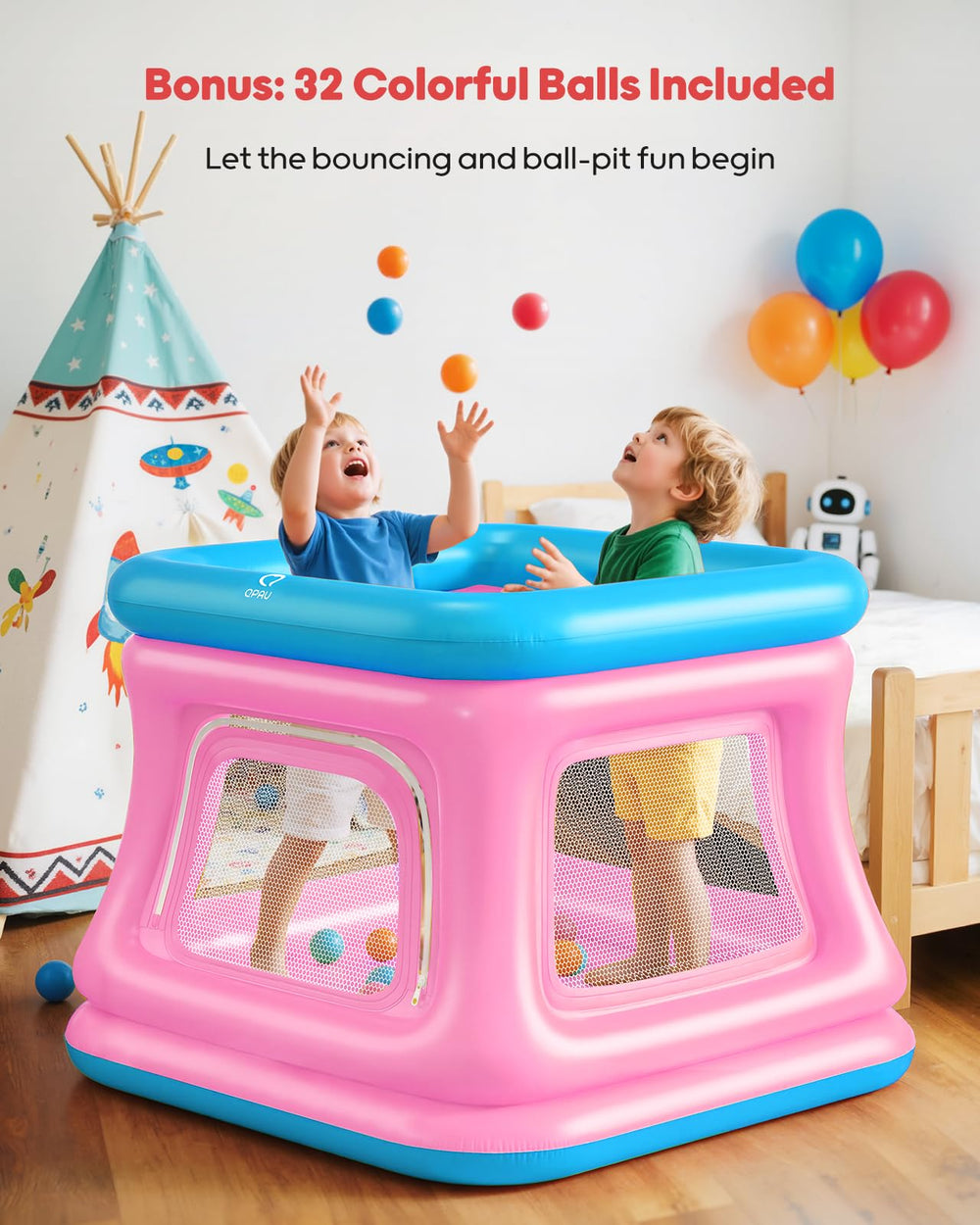 QPAU safety net and zip door keep play secure and visible.