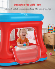 QPAU safety net and zippered door — secure, supervising-friendly play space.