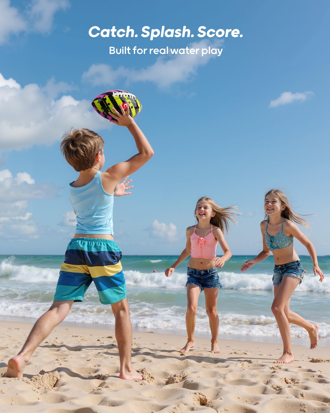 QPAU waterproof football with durable outer for rugged outdoor play.