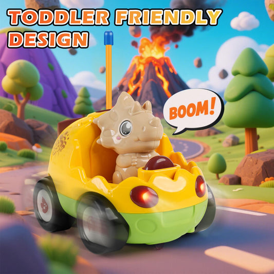 QPOU dual-remote dino cars enable safe, shared racing fun at home.