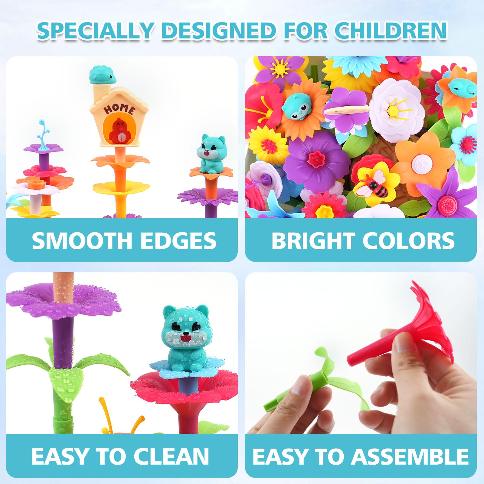 QPOU Flower Garden insect accessories add playful detail to scenes.