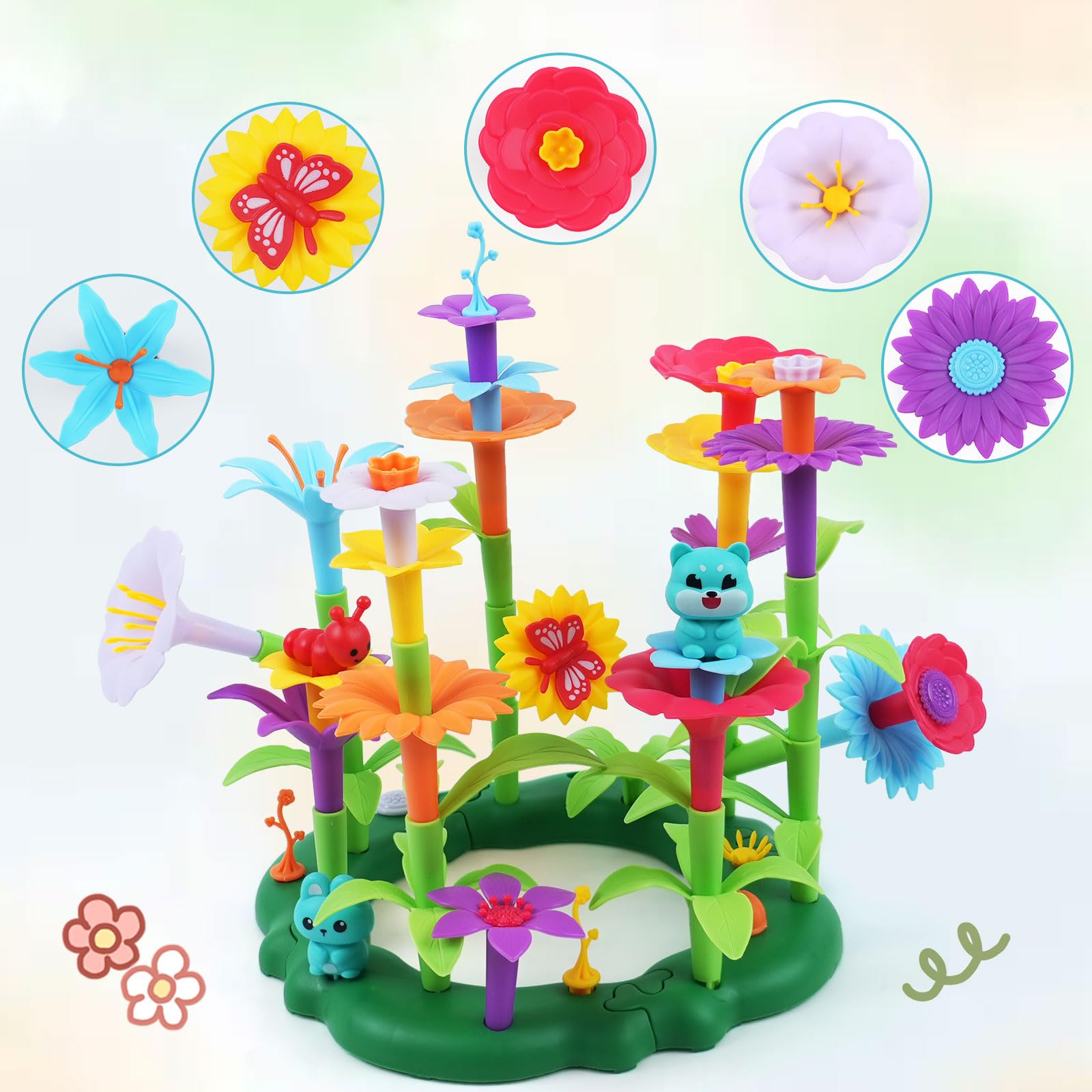 QPOU Flower Garden smooth-edged pieces ensure safe indoor play.
