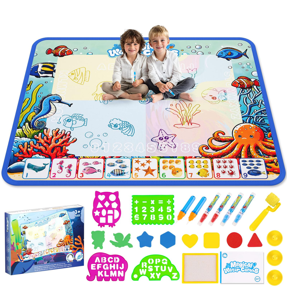 QQduck Water Doodle Mat surface shown in large 40x32 inch area for group drawing sessions