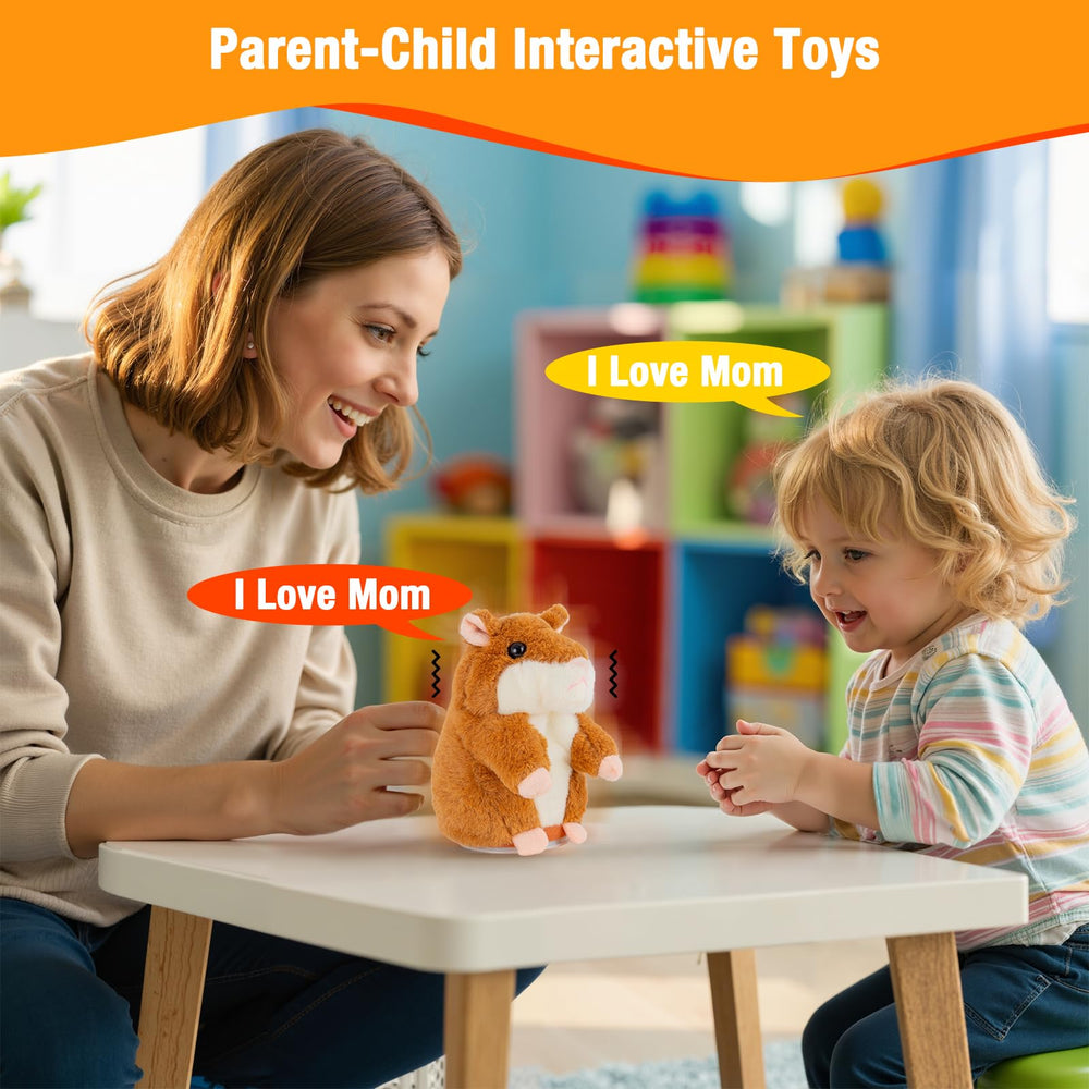 Qrooper Talking Hamster child using demonstrates simple on/off and conversation practice.