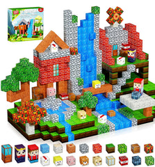 QRPQT 200pcs magnetic blocks forest theme sparks imaginative play and fine motor skills.
