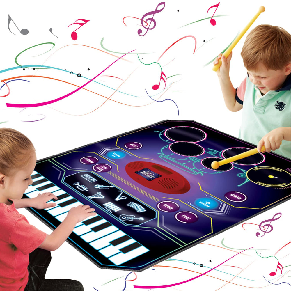 QShark 2in1 kids music toy drum and piano mat for creative play.