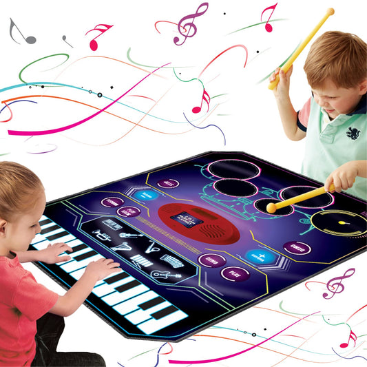 QShark 2in1 kids music toy drum and piano mat for creative play.