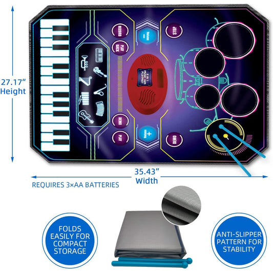 QShark drum set and piano mat with 24 keys for exploration.