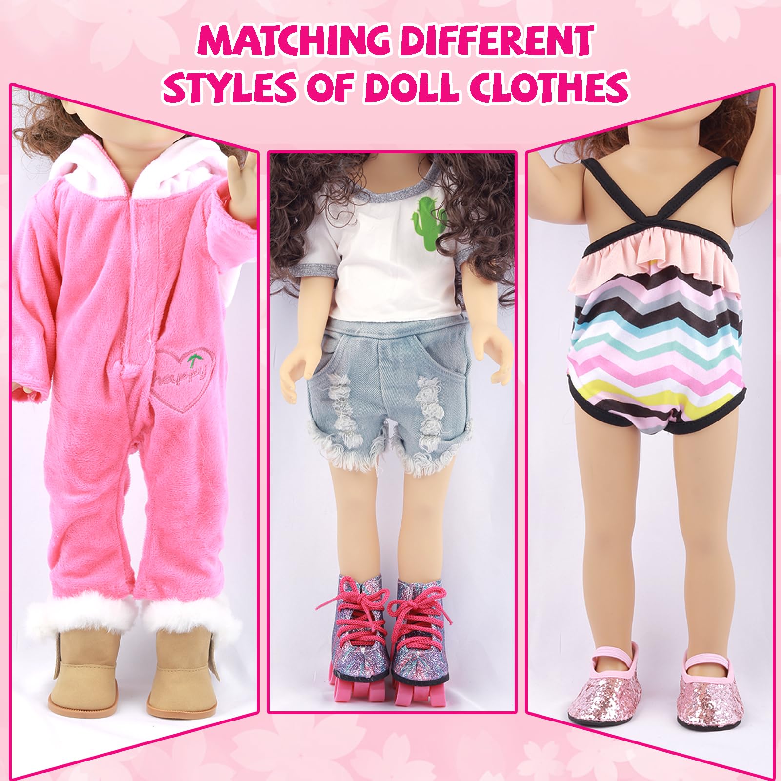 QSKJJI 18-inch doll shoes sandals, breathable wear for summer outfits.