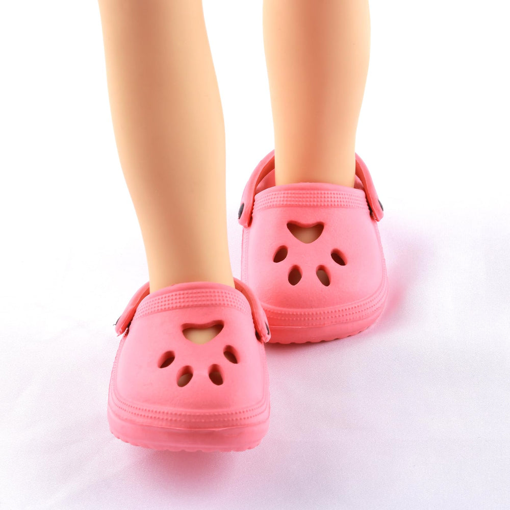 QSKJJI 18-inch orange doll clogs for summer looks