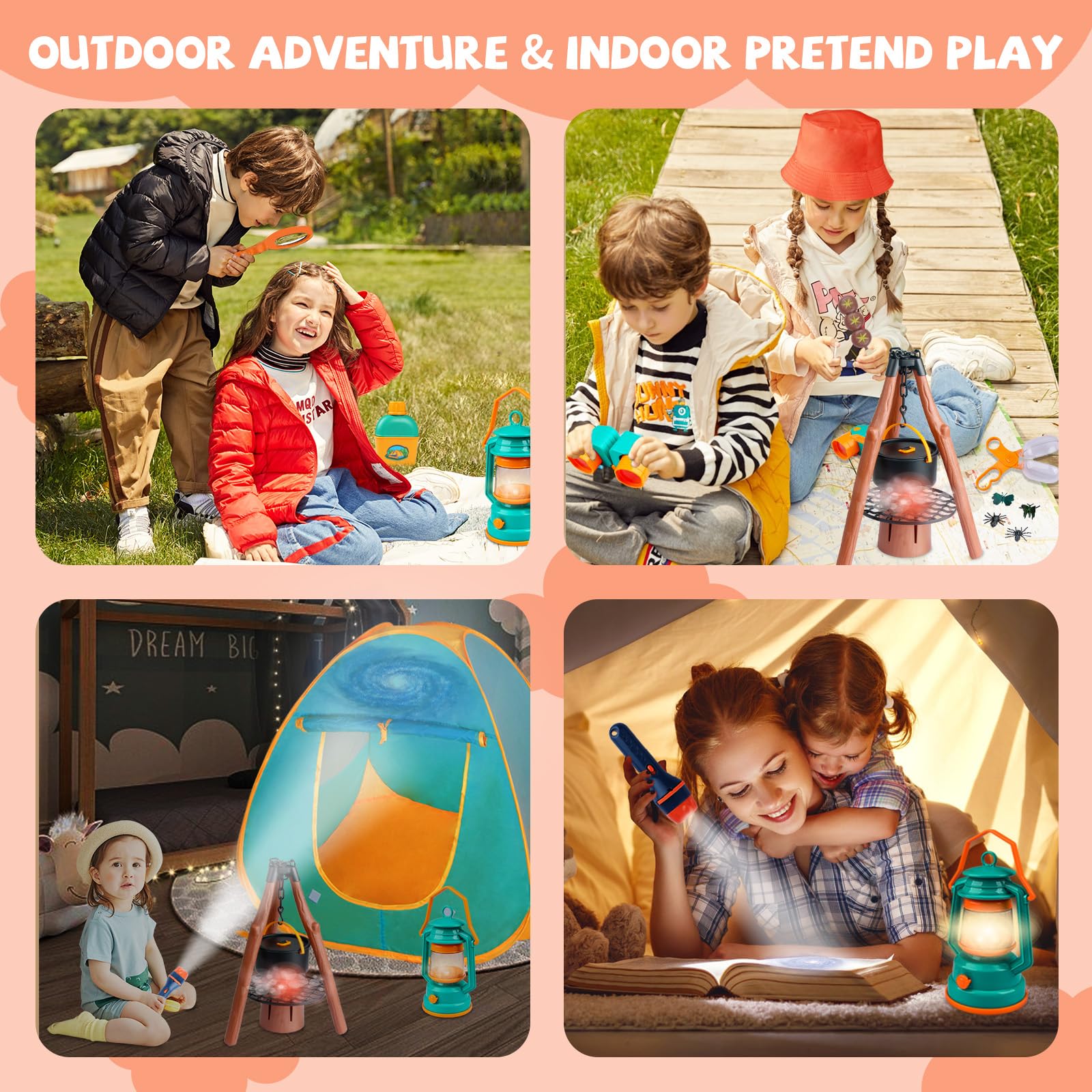 Qtioucp Emergency whistle teaches safety basics during pretend camping.