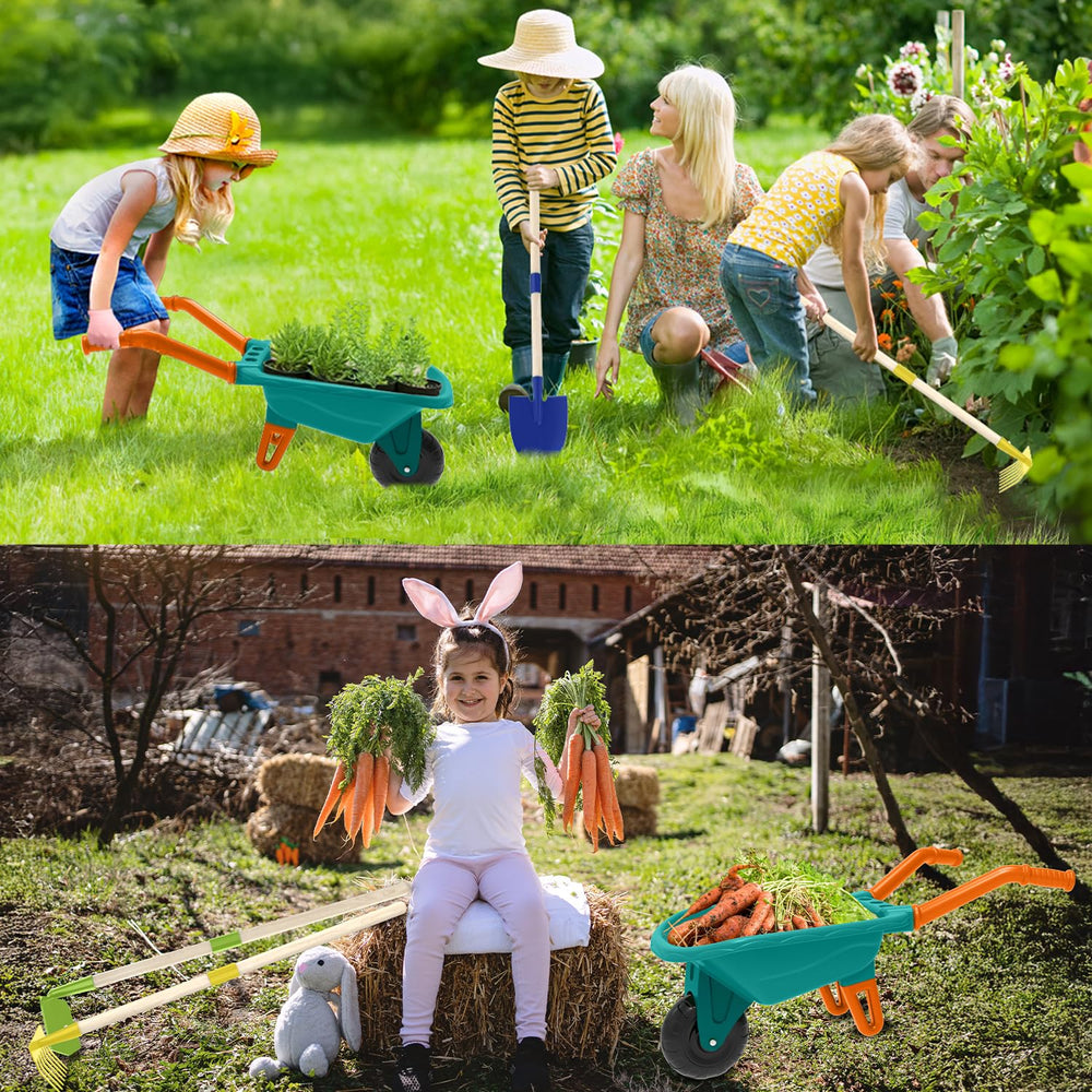 Qtioucp long-handled wooden tools enable comfortable digging and learning outside.