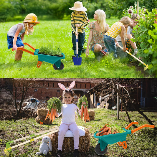 Qtioucp long-handled wooden tools enable comfortable digging and learning outside.