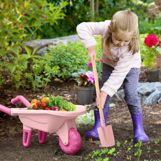 Qtioucp wooden gardening tools set for durable outdoor play.