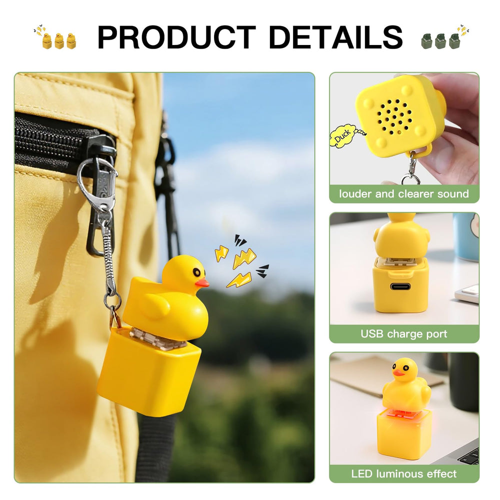 Quacking Duck Keychain with LED lights offers easy mood lift during breaks.