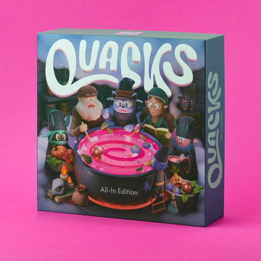CMYK Quacks All-In Edition expansions showcase witches and alchemists to extend your adventure.