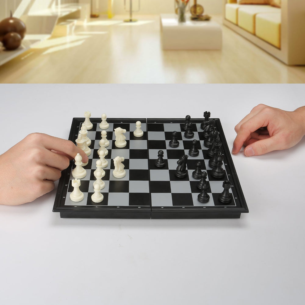 QuadPro compact travel chess set ready to tuck in a bag