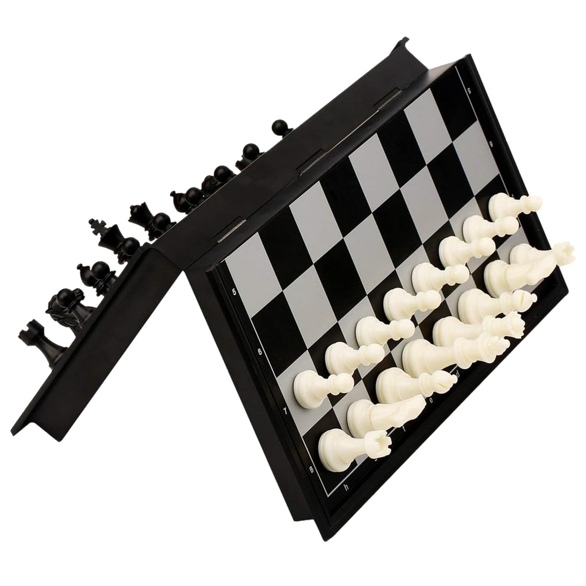 QuadPro magnetic travel chess board open with pieces for on the go play